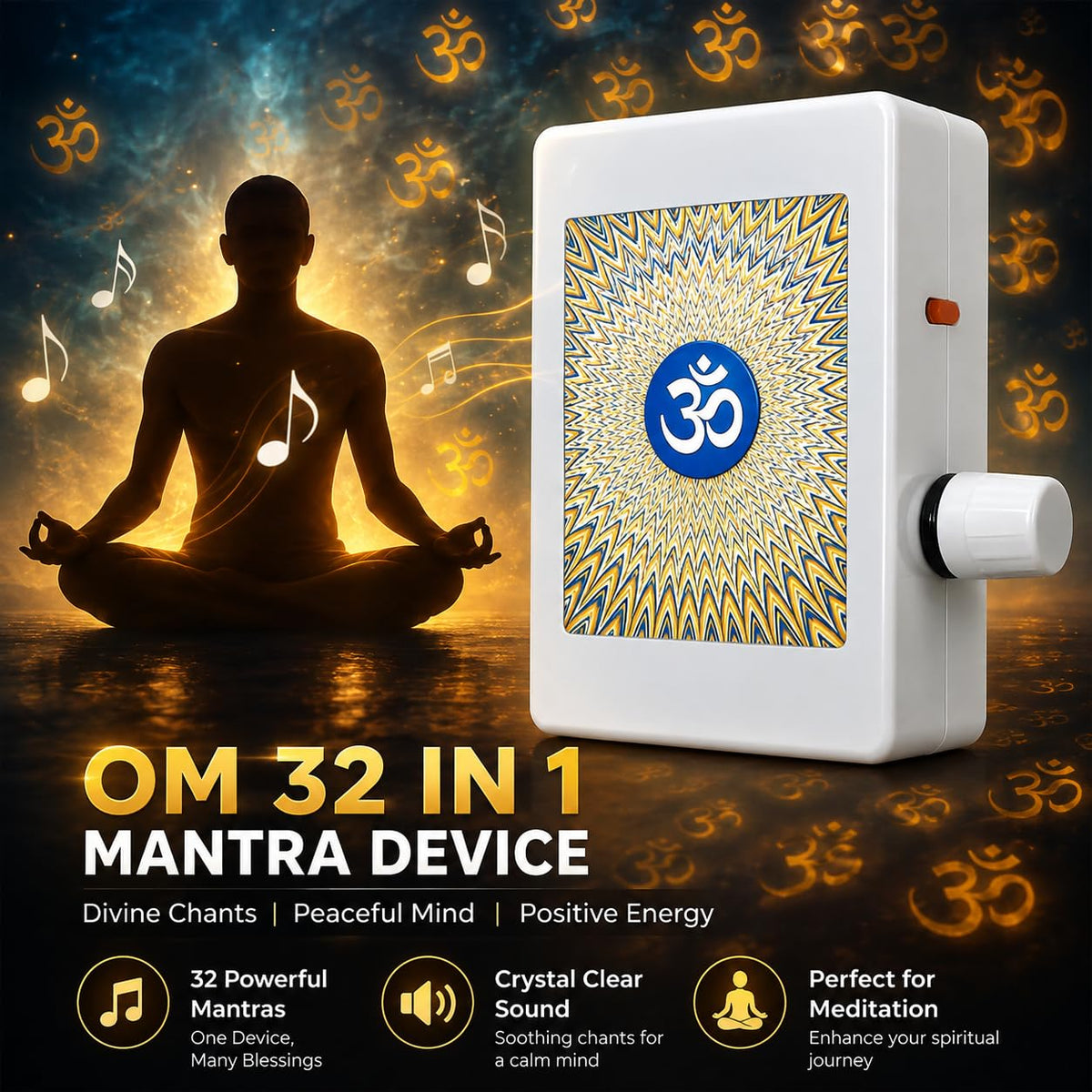 32 in 1 Mantra Chanting Box – Electric Om Device for Home | Gayatri Mantra, Ganesh Stuti | Meditation & Positive Energy
